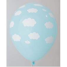 Pastel Blue Clouds Design Printed Balloons